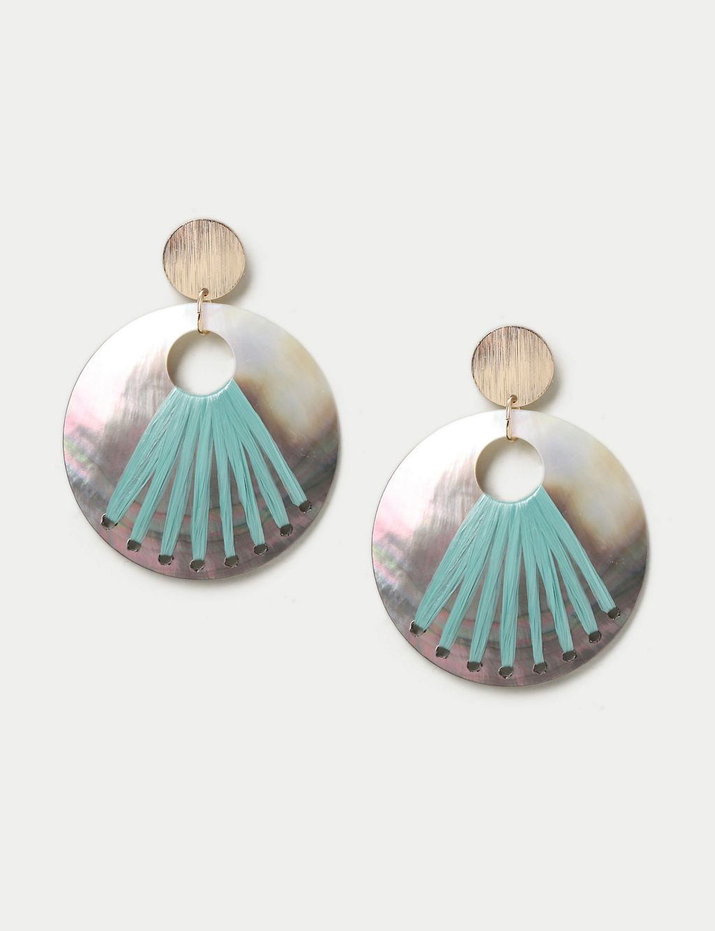 Real Shell Large Disc Earrings 1 of 2