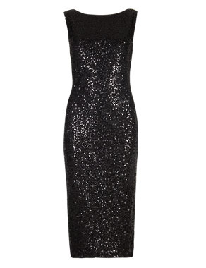 Rear Cowl Sequin Embellished Bodycon Dress | M&S Collection | M&S