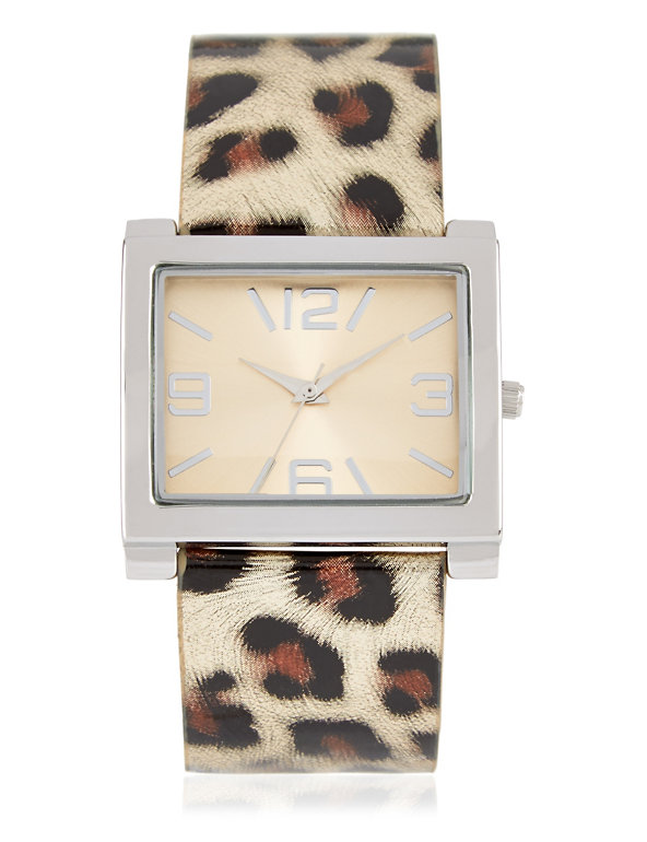 Rectangular Face Leopard Print Strap Watch | M&S Collection | M&S