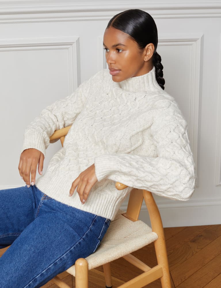 Cable knit funnel neck jumper discount