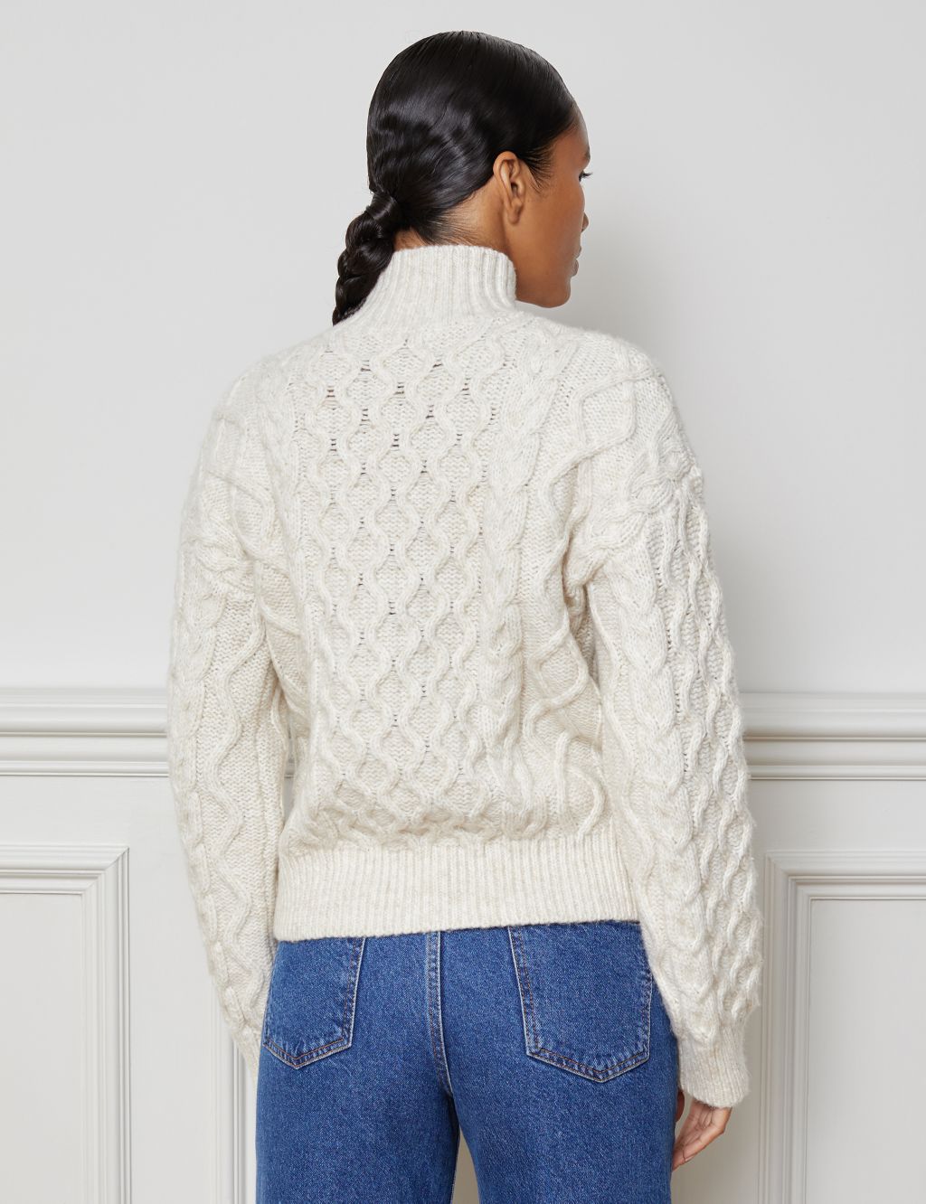 Recycled Blend Cable Knit Funnel Neck Jumper | Albaray | M&S