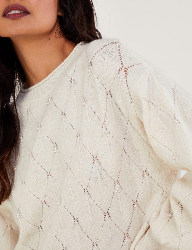 Recycled Blend Embellished Pointelle Jumper