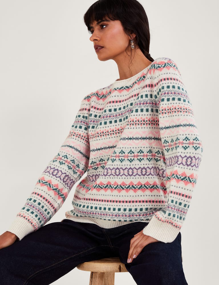 Recycled Blend Fair Isle Crew Neck Jumper