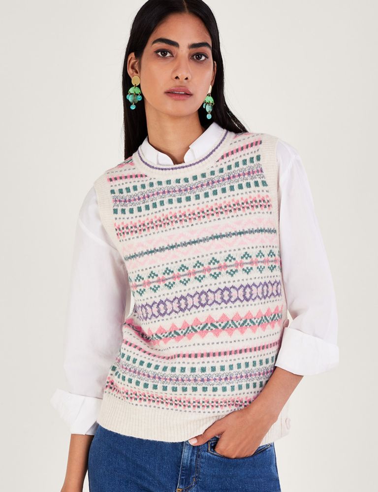Recycled Blend Fair Isle Knitted Vest | Monsoon | M&S