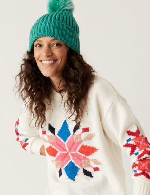 Recycled Blend Patterned Relaxed Jumper M&S
