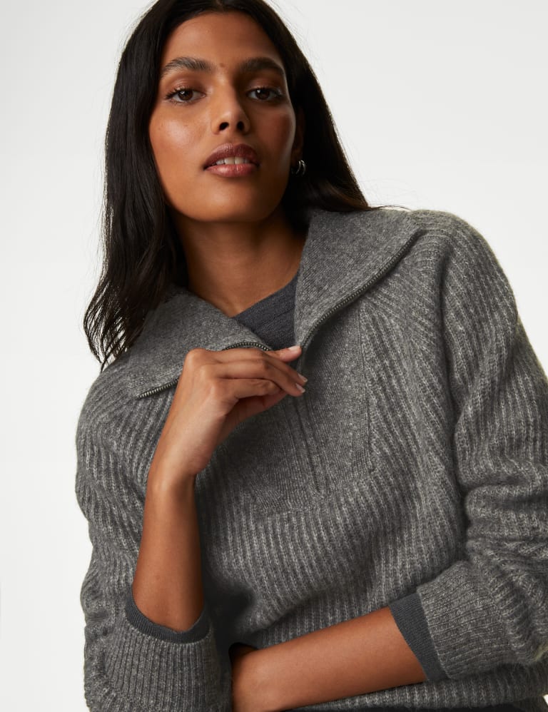 Recycled Blend Ribbed Jumper with Wool M&S Collection M&S