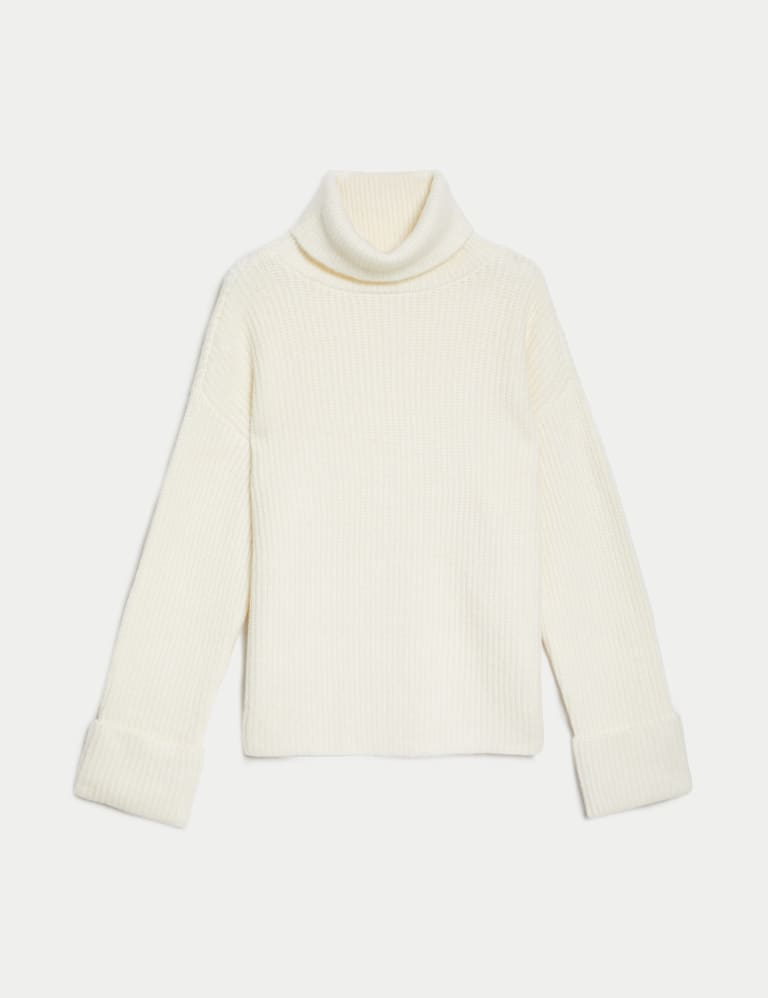 Recycled Blend Ribbed Roll Neck Jumper