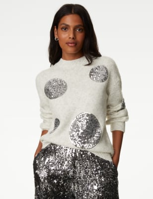 Recycled Blend Sequin Spot Print Jumper M &S