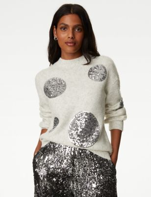Recycled Blend Sequin Spot Print Jumper M &S