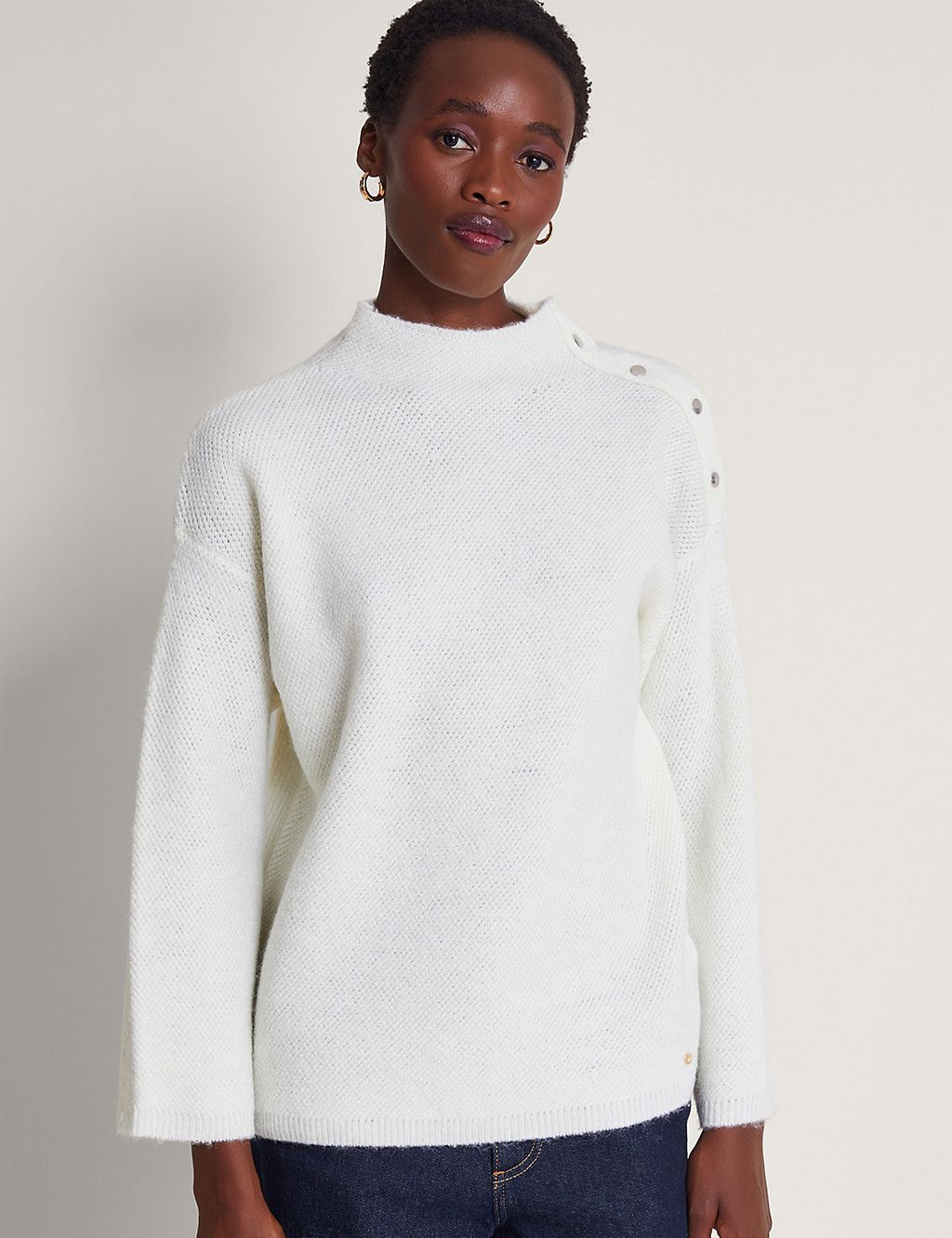 Recycled Blend Textured High Neck Jumper | Monsoon | M&S