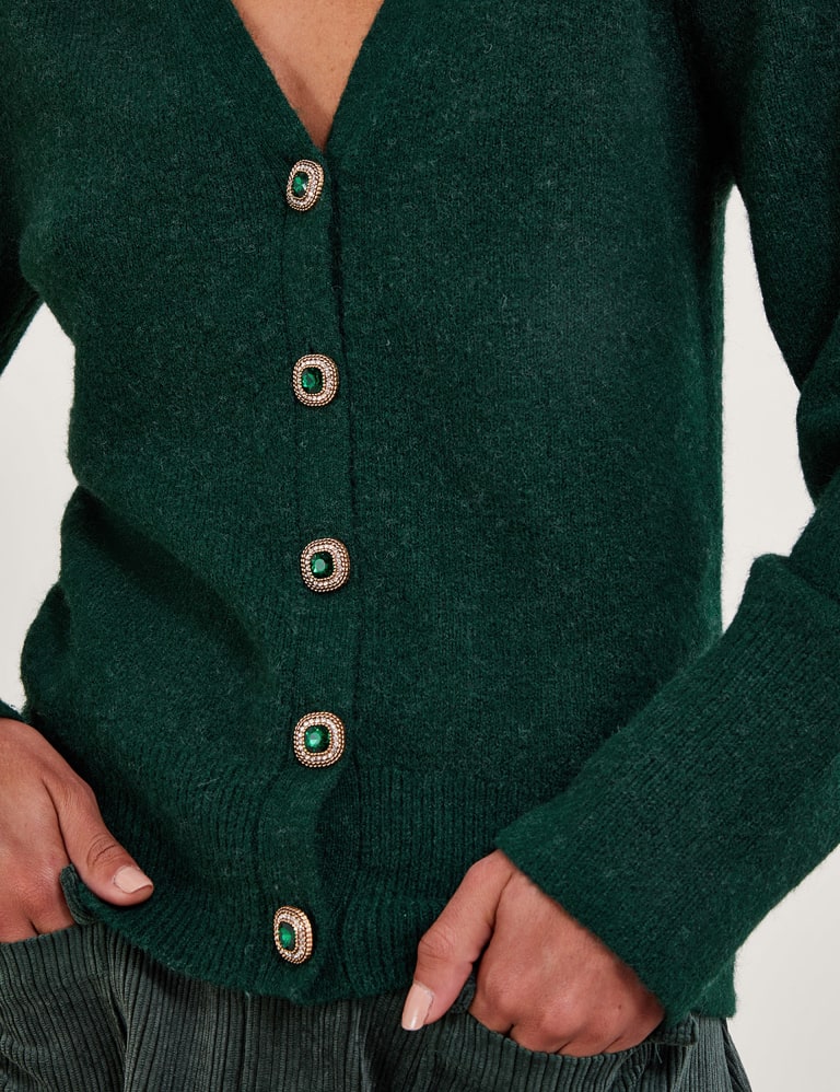 Recycled Blend V Neck Button Front Cardigan Monsoon M S