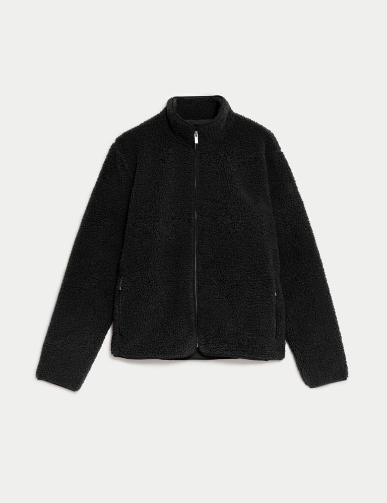 Recycled Fleece Funnel Neck Zip Up Jacket