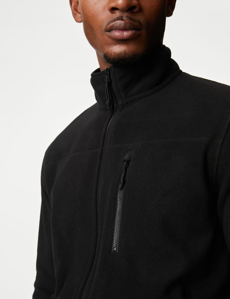 Recycled Fleece Funnel Neck Zip Up Jacket