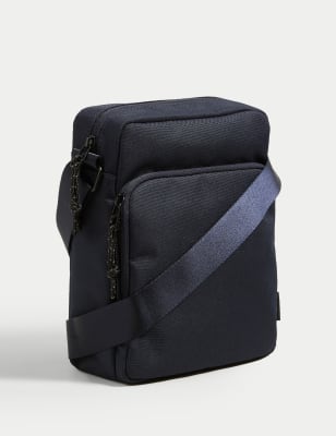 M&S Mens Recycled Polyester Pro-Tect Cross Body Bag - Navy