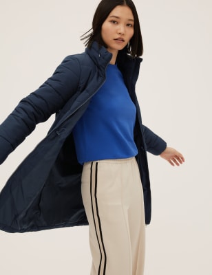 m&s collection funnel neck coat