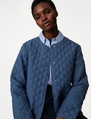 Navy blue cheap quilted coat