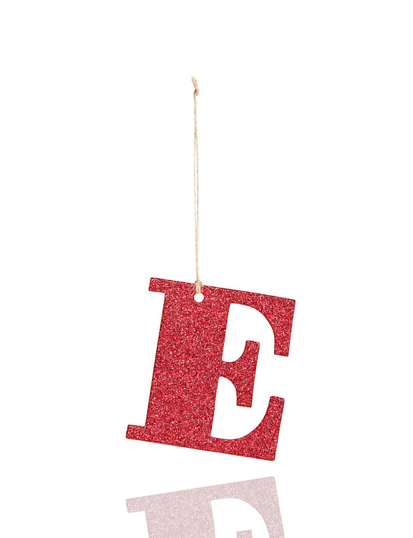 Red Glitter E Letter Image 1 of 1
