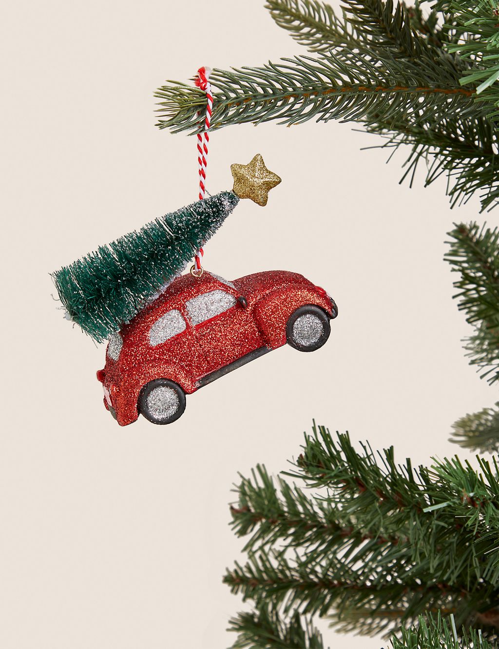 Red Glitter Hanging Car Decoration Ornament