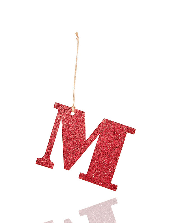 Red Glitter M Letter Image 1 of 1