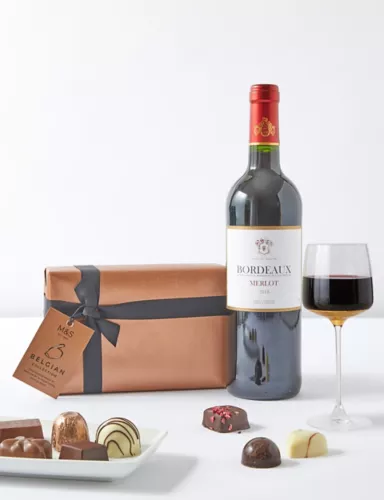 Red Wine & Belgian Chocolates Gift Selection 1 of 3