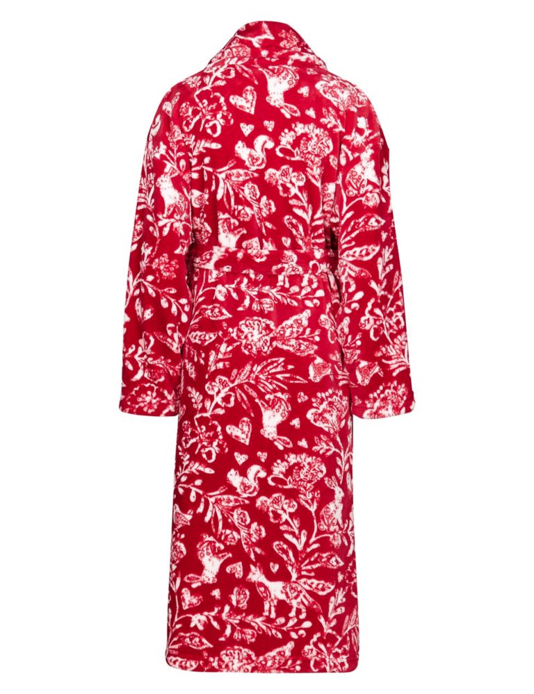 Red Woodland Print Shimmer Dressing Gown 7 of 7
