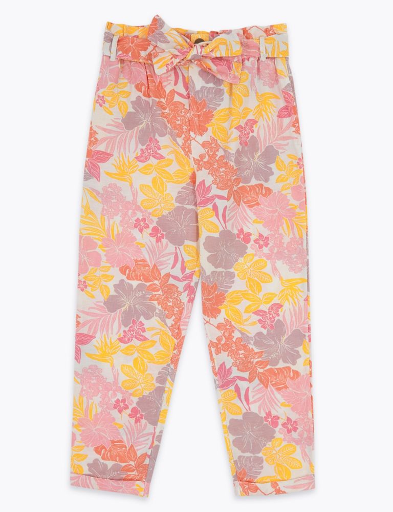 Regular Cotton Rich Floral Trousers (6-16 Yrs) 2 of 5