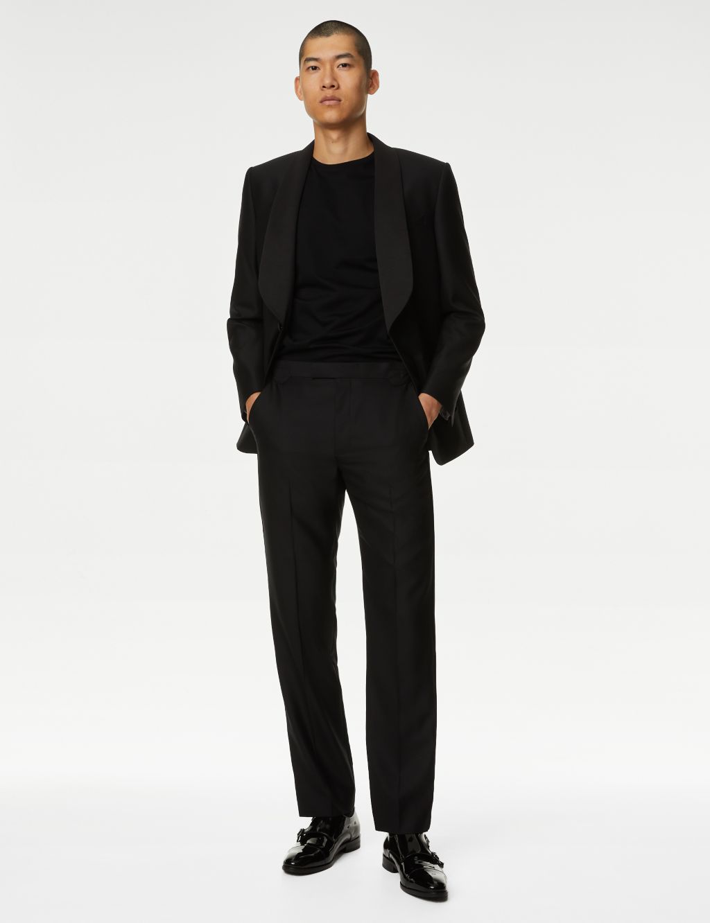 Buy Regular Fit British Pure Wool Tuxedo Trousers | M&S SARTORIAL | M&S