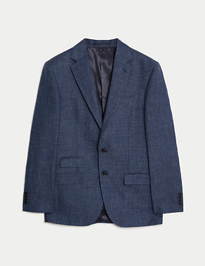 Regular Fit British Wool Linen Blend Check Suit Jacket Image 2 of 6