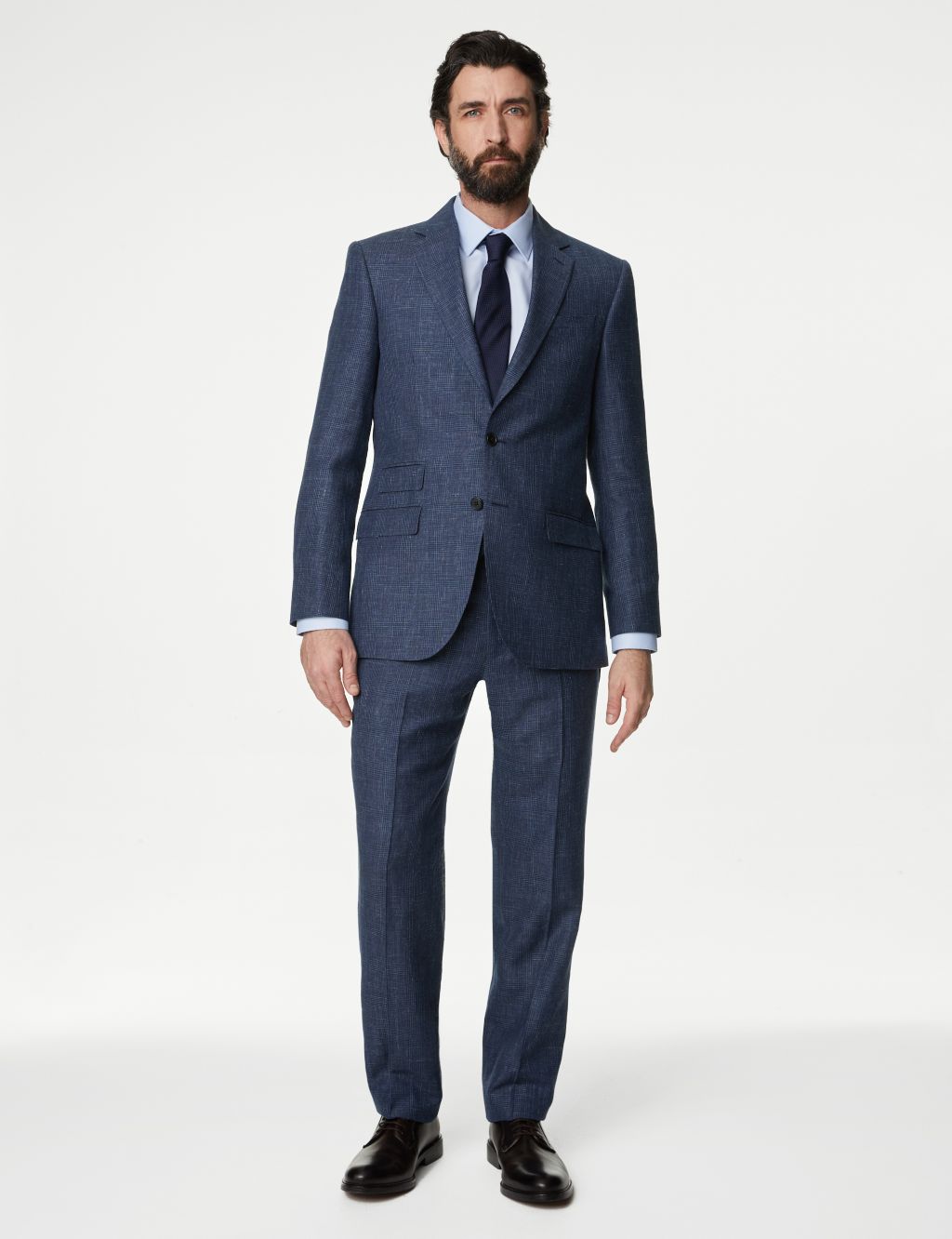 Regular Fit British Wool Linen Blend Check Suit Jacket 4 of 6
