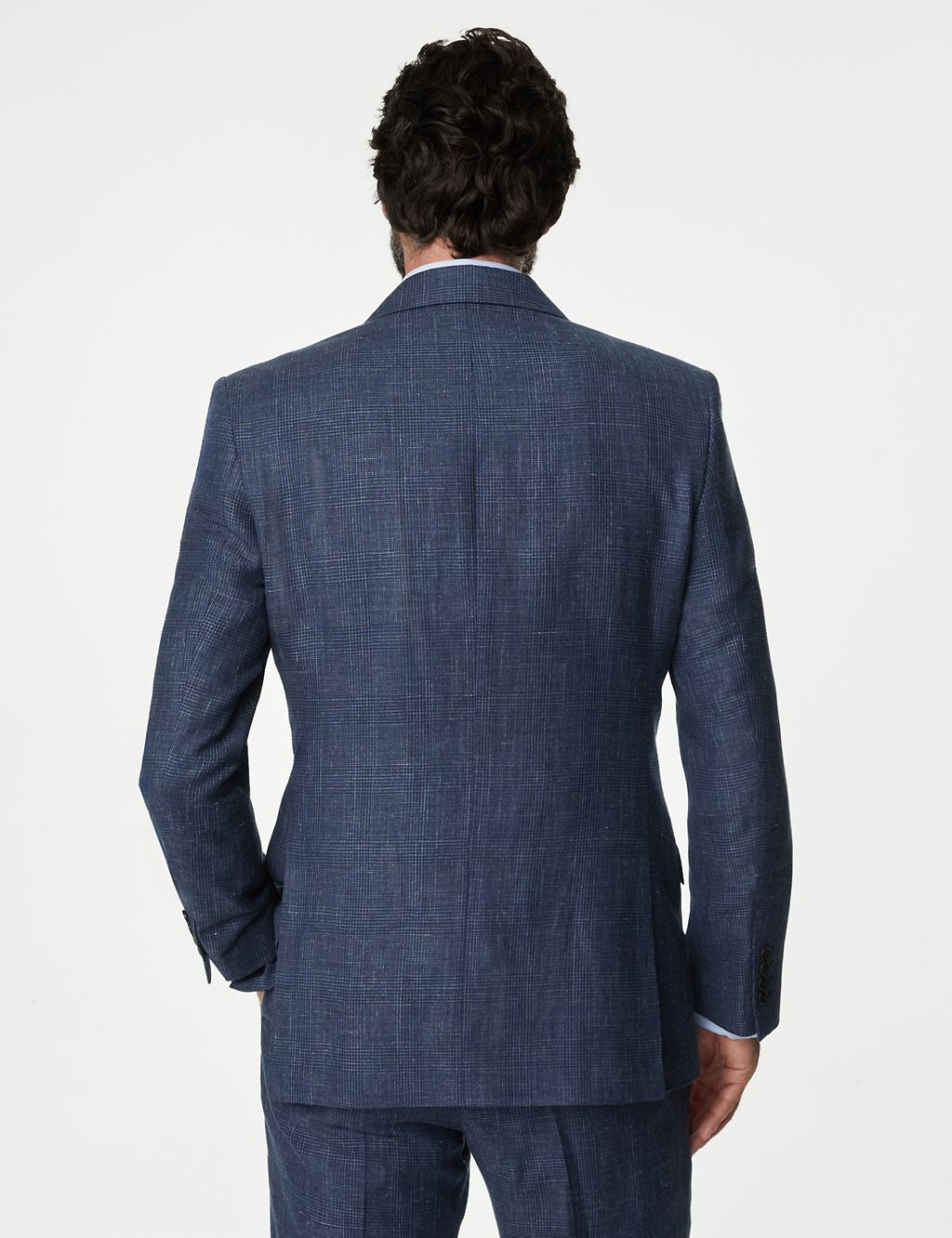Regular Fit British Wool Linen Blend Check Suit Jacket 5 of 6