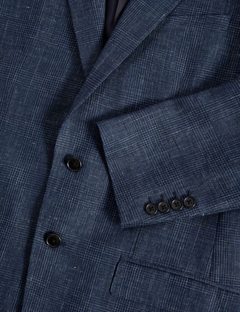 Regular Fit British Wool Linen Blend Check Suit Jacket 6 of 6