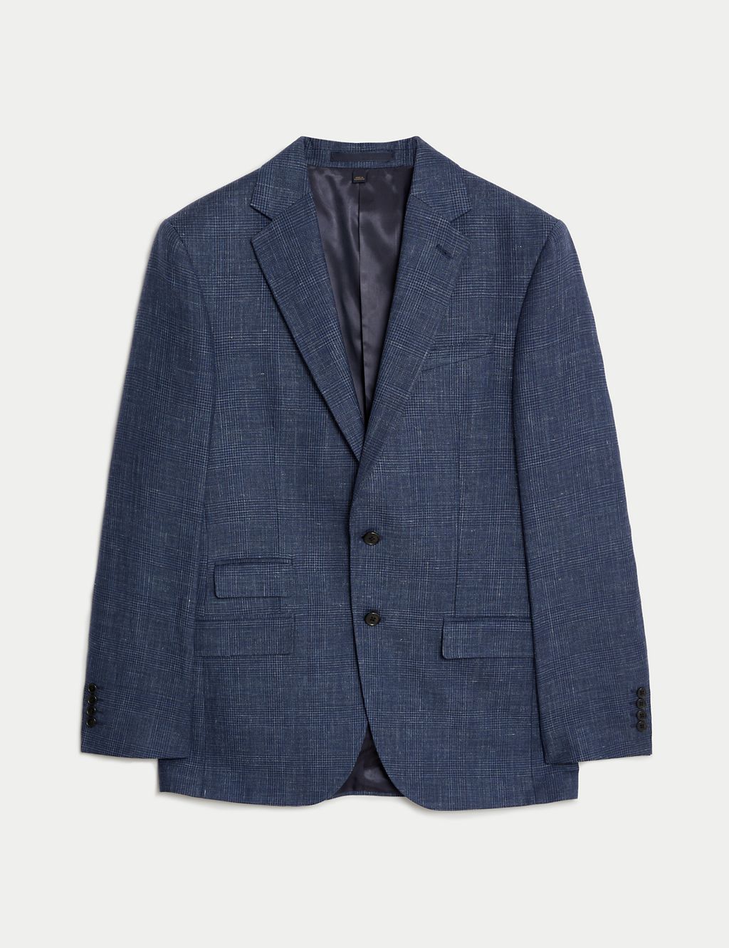 Regular Fit British Wool Linen Blend Check Suit Jacket 1 of 6