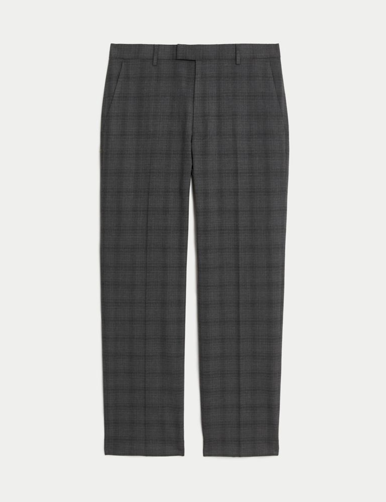 Regular Fit Check Stretch Suit Trousers 2 of 7