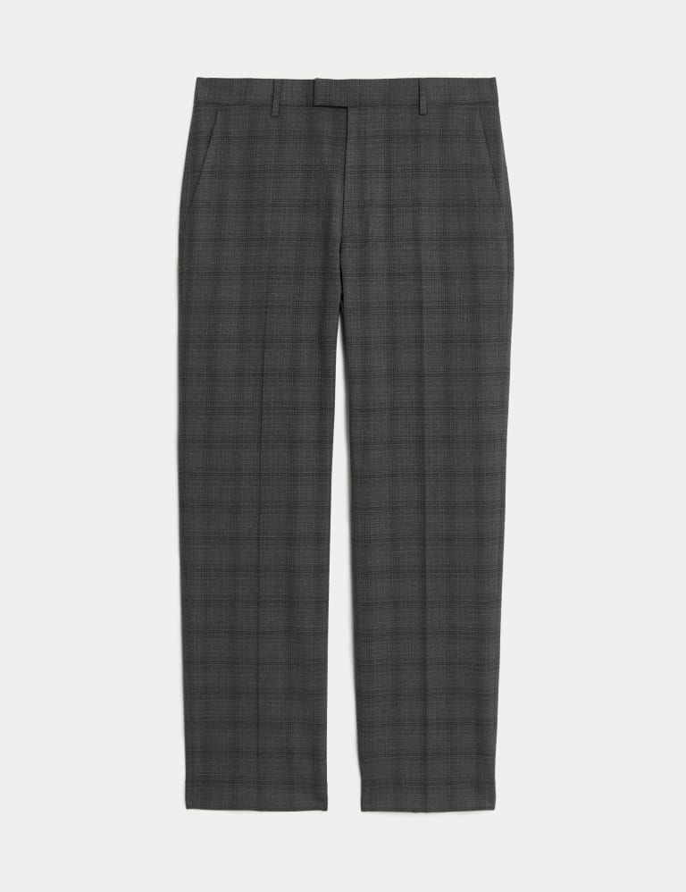 Regular Fit Check Stretch Suit Trousers 2 of 7