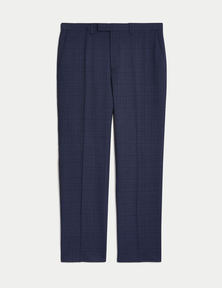 Regular Fit Check Stretch Suit Trousers 3 of 7
