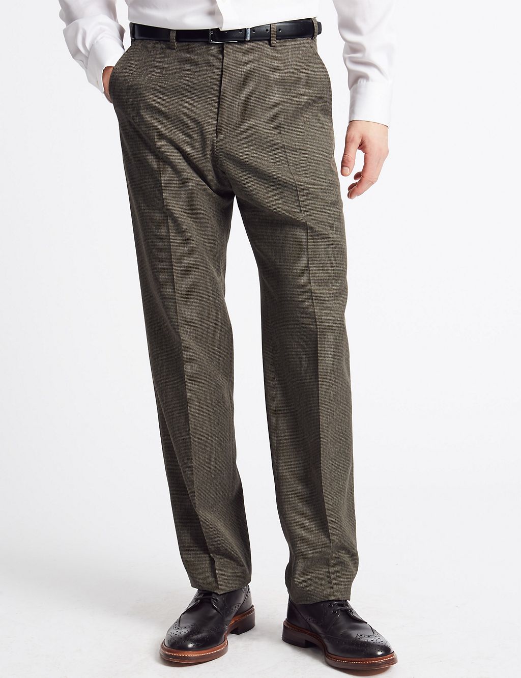 Regular Fit Checked Flat Front Trousers 3 of 4