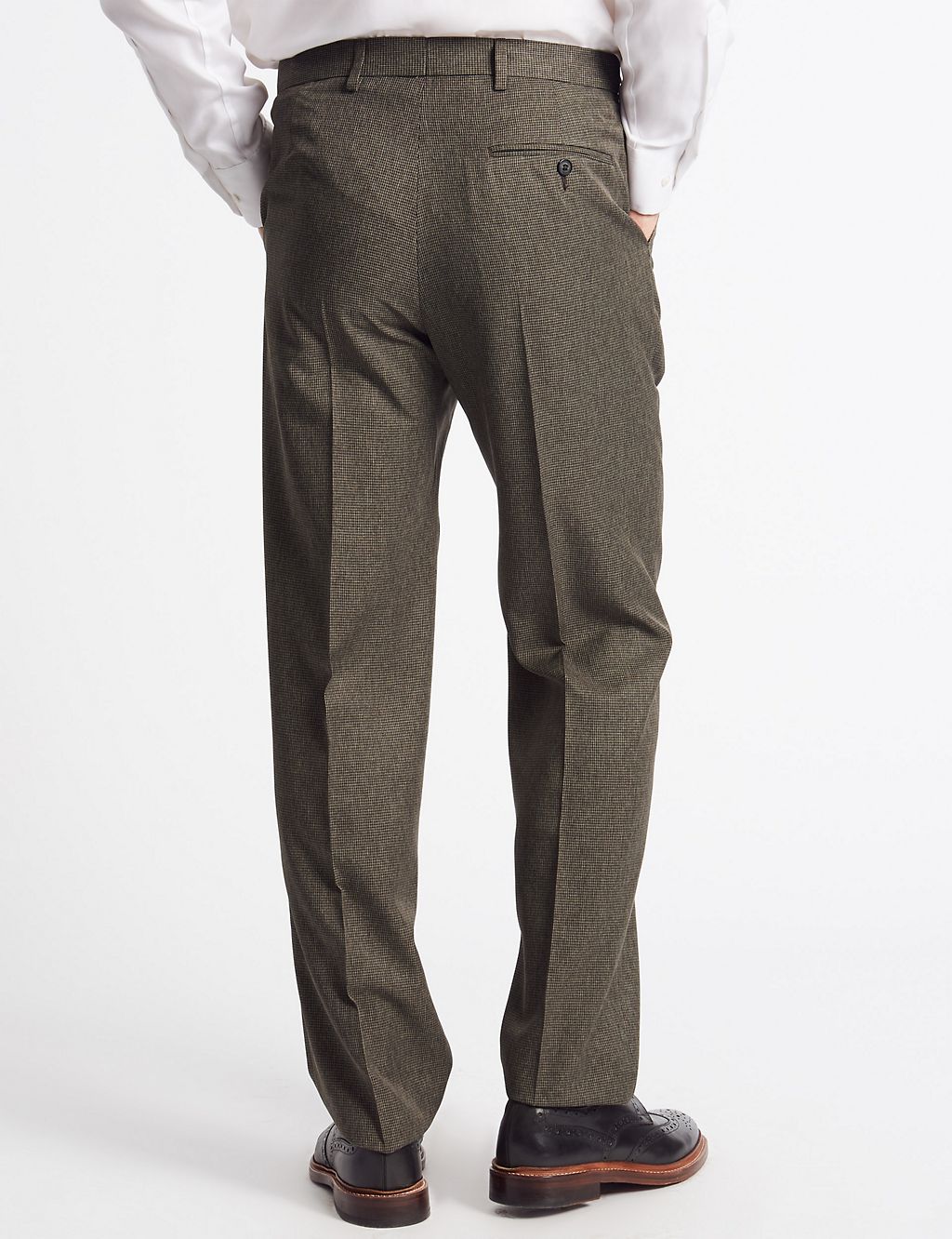 Regular Fit Checked Flat Front Trousers 4 of 4