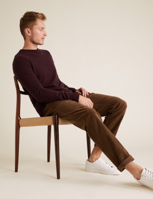Marks and spencer men's brown trousers clearance