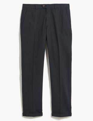 regular fit flat front trousers