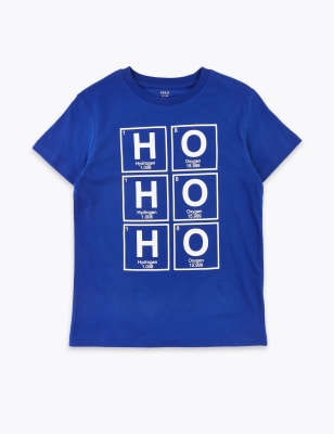 Regular Fit Cotton Ho Ho Ho T-Shirt (3-16 Years) | M&S