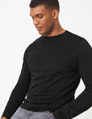 Men's round neck on sale long sleeve t shirts