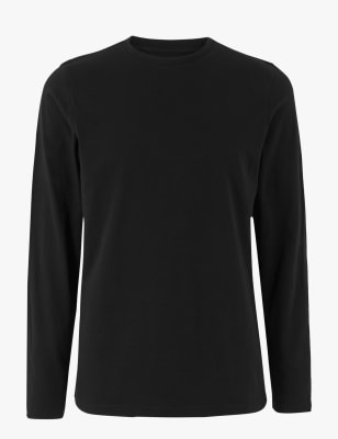 Black long sleeve crew neck t shirt sale