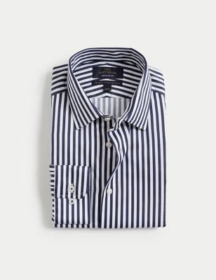 Regular Fit Easy Iron Luxury Cotton Bold Stripe Shirt Image 2 of 7