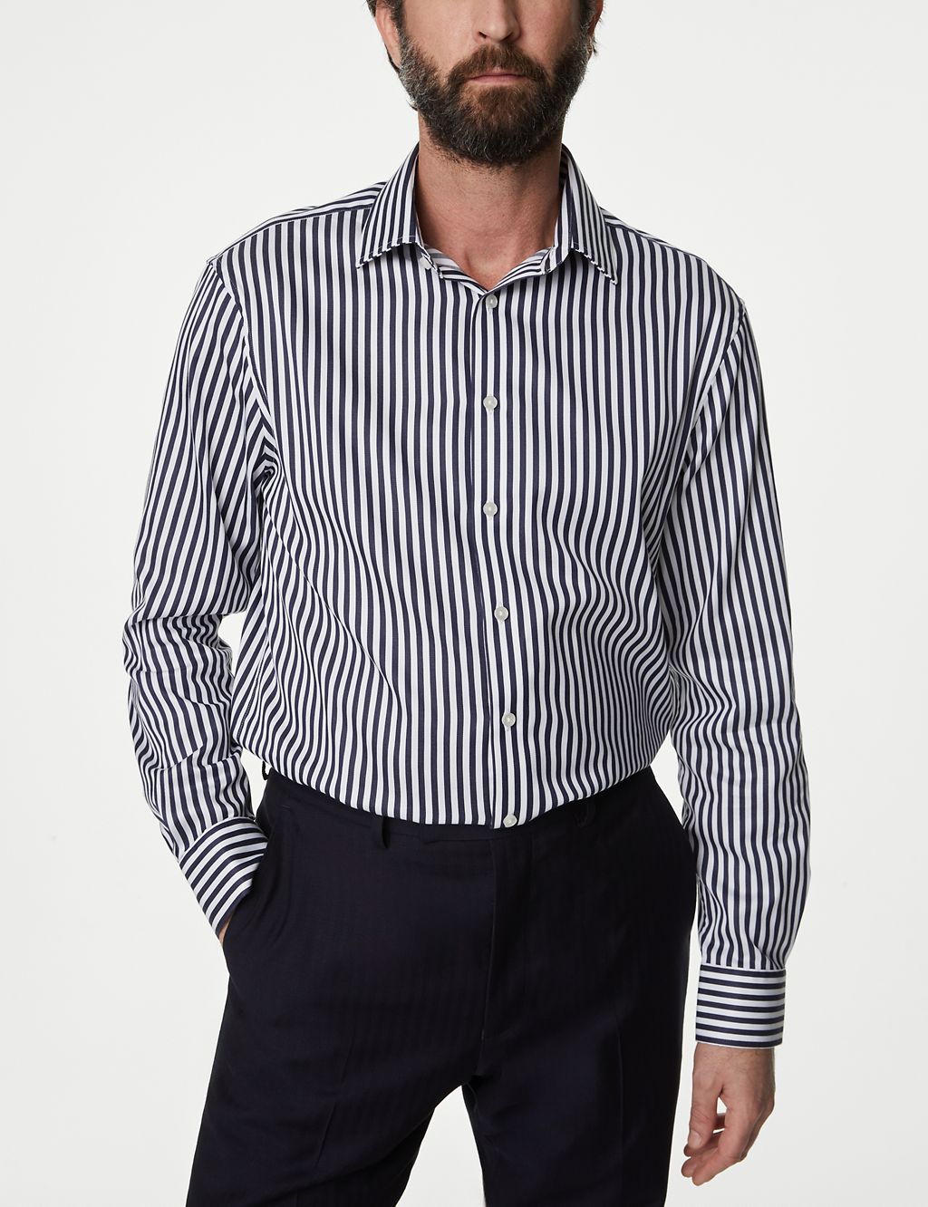 Regular Fit Easy Iron Luxury Cotton Bold Stripe Shirt 3 of 7