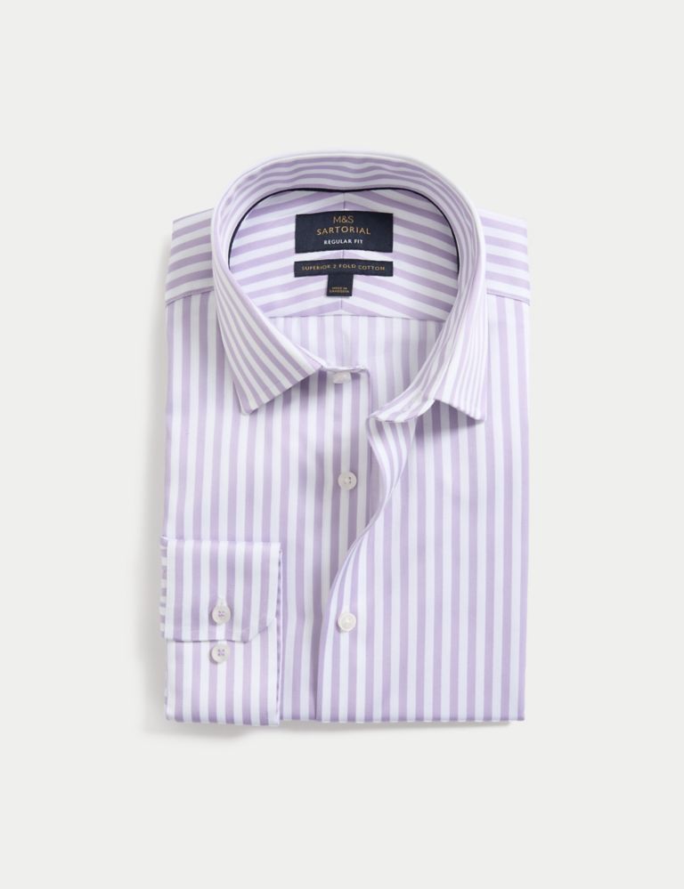 Regular Fit Easy Iron Luxury Cotton Bold Stripe Shirt 1 of 5