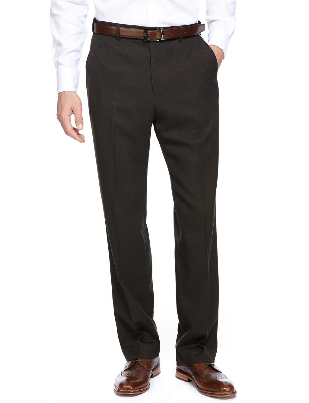 Regular Fit Flat Front Trousers 3 of 3