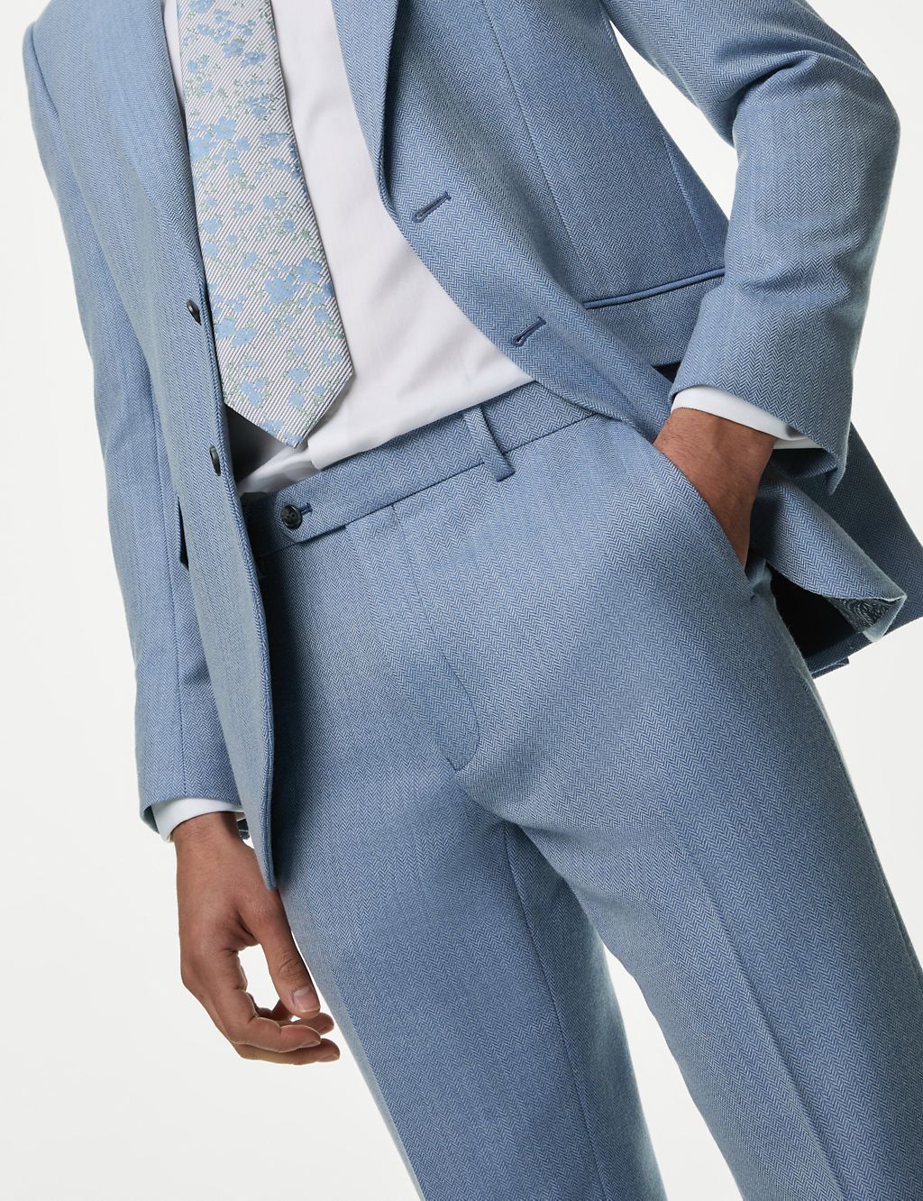 Regular Fit Herringbone Suit Trousers 2 of 6