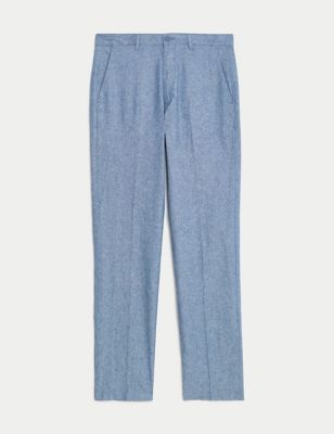 Regular Fit Linen Blend Chambray Stretch Chinos Image 2 of 7