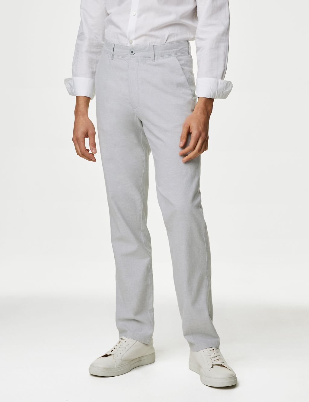 Regular Fit Linen Blend Chambray Stretch Chinos 3 of 6