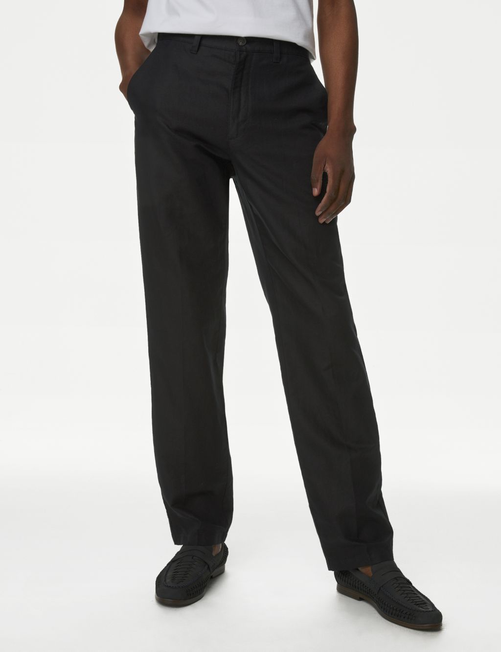 Regular Fit Linen Blend Trousers, M&S Collection